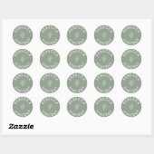 Minimalistisch Sage Green Wedding Personalisierte  Runder Aufkleber (Blatt)