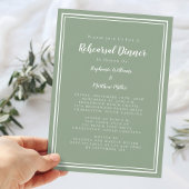 Minimalistisch Sage Green Wedding Probe Dinner Einladung