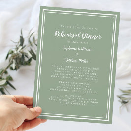 Minimalistisch Sage Green Wedding Probe Dinner Einladung