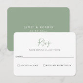 Minimalistisch Sage Green Wedding RSVP Card Karte (Vorne/Hinten)