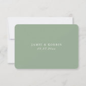Minimalistisch Sage Green Wedding RSVP Card Karte (Rückseite)