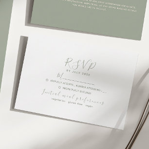 Minimalistisch Sage Green Wedding RSVP Karte