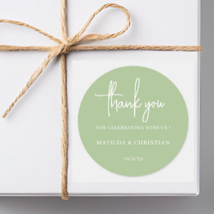 Minimalistisch Sage Green Wedding Runder Aufkleber
