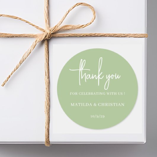 Minimalistisch Sage Green Wedding Runder Aufkleber