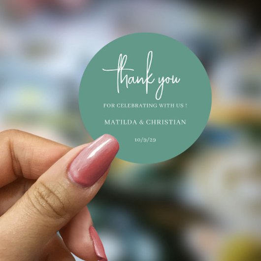 Minimalistisch Sage Green Wedding Runder Aufkleber