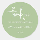Minimalistisch Sage Green Wedding Runder Aufkleber (Vorderseite)
