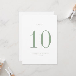 Minimalistisch Sage Green Wedding Tischnummer Card