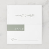 Minimalistisch Sage Green Wedding Tischnummer Name Platzkarte (Außenseite Aufgefaltet)