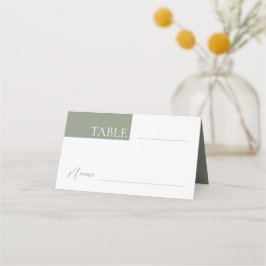 Minimalistisch Sage Green Wedding Tischnummer Name Platzkarte