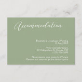Minimalistisch Sage Green Wedding Unterkunft Begleitkarte (Vorderseite)