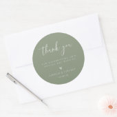 Minimalistisch Sage Green Wedding Vielen Dank Runder Aufkleber (Umschlag)