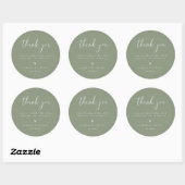Minimalistisch Sage Green Wedding Vielen Dank Runder Aufkleber (Blatt)