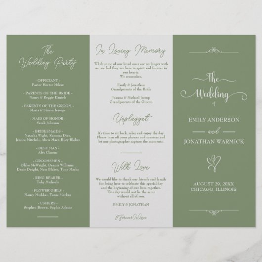 Minimalistisch Sage Green White Luxury Wedding Pro (Vorderseite)