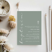 Minimalistisch Sage Script Taufe Typografie Einladung