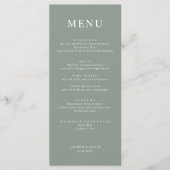 Minimalistisch Sage Simple Wedding Menu Card Menükarte (Vorderseite)