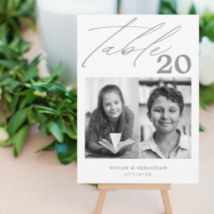 Minimalistisch Sage Wedding Tischnummer Zwei Bilde