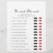 Minimalistisch sagte er, sie sagte Brautparty Game (Vorderseite)