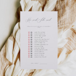 Minimalistisch sagte er, sie sagte Brautparty Game