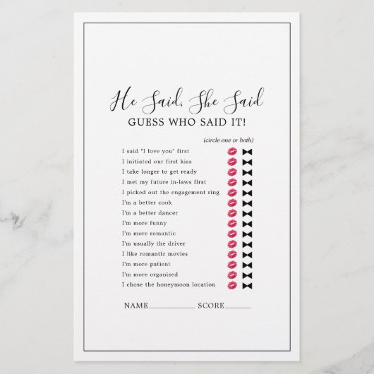 Minimalistisch sagte er, sie sagte Game Flyer (Vorne)