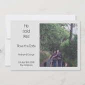 Minimalistisch sagte er Yes Foto Gay Grey Wedding Save The Date (Vorderseite)