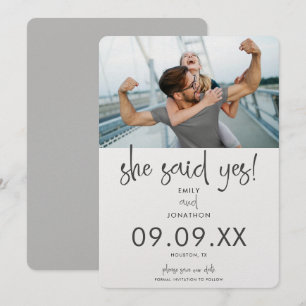 Minimalistisch sagte sie Yes Foto Modernes Skript Save The Date