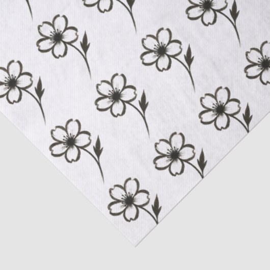 Minimalistisch Sakura - Pinselstrich Blossom Seidenpapier (Detail)