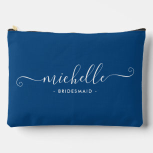 Minimalistisch Sapphire Blue Personalisiert Brides Zubehörtasche