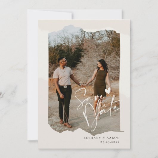 Minimalistisch Save the Date, Boho Foto Wedding Save The Date (Vorderseite)