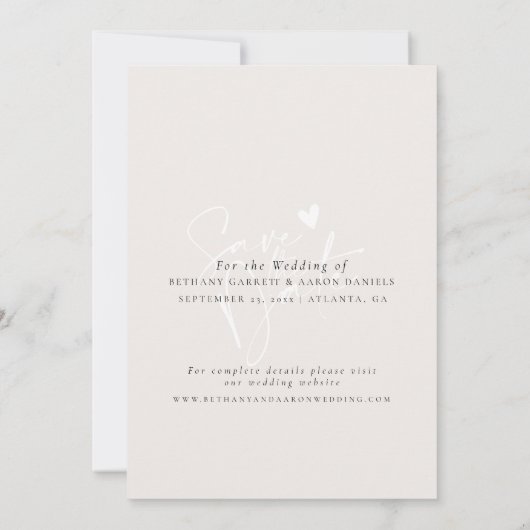 Minimalistisch Save the Date, Boho Foto Wedding Save The Date (Rückseite)