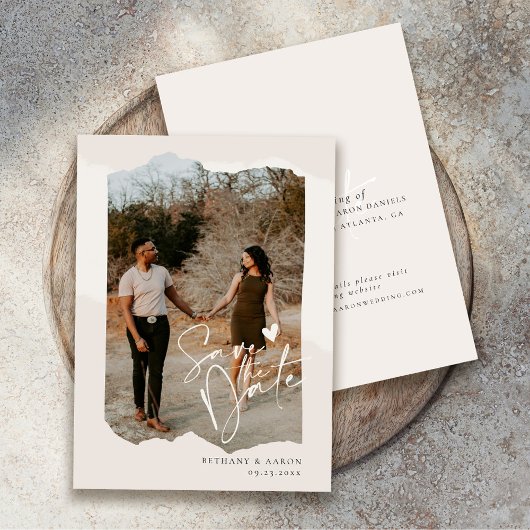 Minimalistisch Save the Date, Boho Foto Wedding Save The Date
