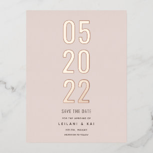 Minimalistisch Save the Date Dusty Pink Folie Einladungspostkarte