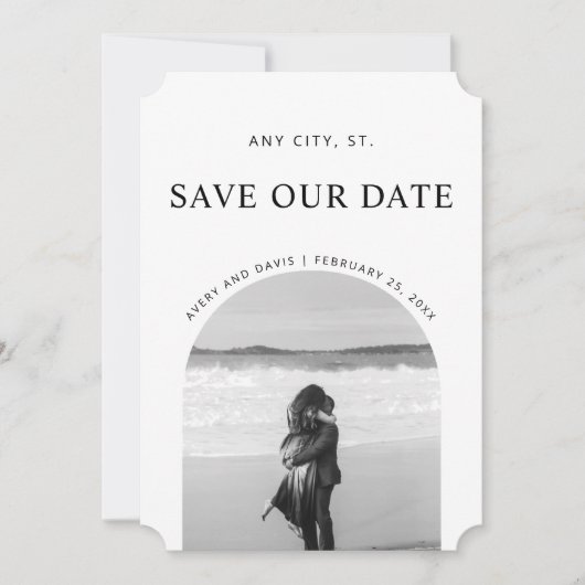 Minimalistisch Save the Date Einfach mit Foto (Vorderseite)