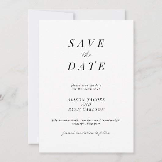 Minimalistisch Save the Date Einladung (Vorderseite)
