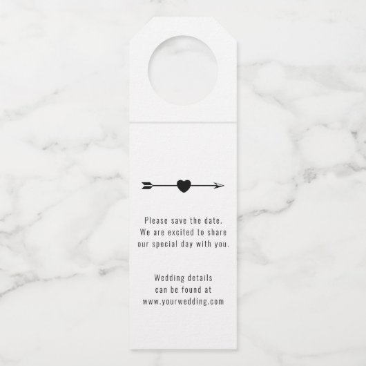 Minimalistisch | SAVE THE DATE | Flasche | weiß Flaschenanhänger (Rückseite)