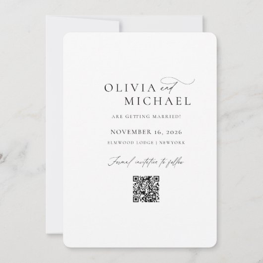 Minimalistisch Save the Date, Foto Boho Save the D Einladung (Rückseite)