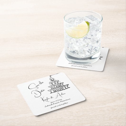 Minimalistisch Save the Date handgezeichneter Cham Rechteckiger Pappuntersetzer (Vor Ort)