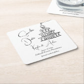 Minimalistisch Save the Date handgezeichneter Cham Rechteckiger Pappuntersetzer (angewinkelt)