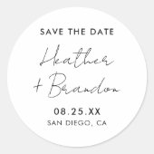 Minimalistisch Save the Date Hochzeitsticker Runder Aufkleber (Vorderseite)