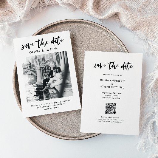 Minimalistisch Save the Date mit Lässigem Foto-Skr