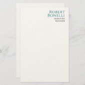 Minimalistisch schlicht Blau & Weiß Modern Ihr Nam Briefpapier (Vorne/Hinten)