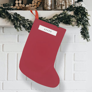 Minimalistisch Schlicht Clean Simple Berry Red Kleiner Weihnachtsstrumpf