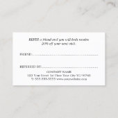 Minimalistisch schlicht, elegant Schwarz und Weiß Empfehlungskarte (Rückseite)