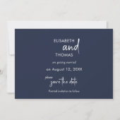 Minimalistisch schlicht elegante Marineblau Save The Date (Vorderseite)
