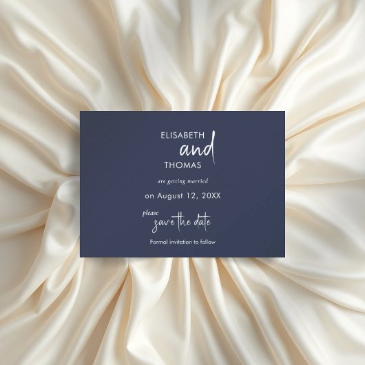 Minimalistisch schlicht elegante Marineblau Save The Date