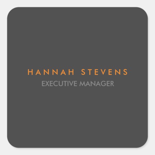 Minimalistisch Schlicht Grau Beruflich Moderne Quadratischer Aufkleber (Vorderseite)