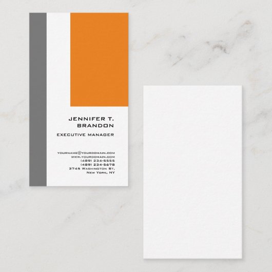 Minimalistisch Schlicht Grau Orange White Modern Visitenkarte (Vorne/Hinten)