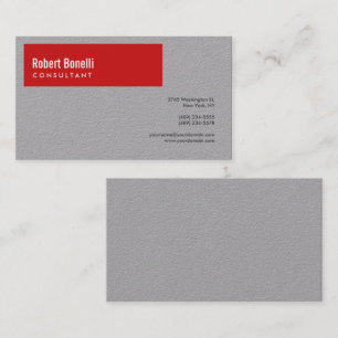 Minimalistisch schlicht Premium Grau & Rot Modern  Visitenkarte