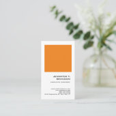 Minimalistisch Schlichtes Orange White Modernste B Visitenkarte (Stehend Vorderseite)