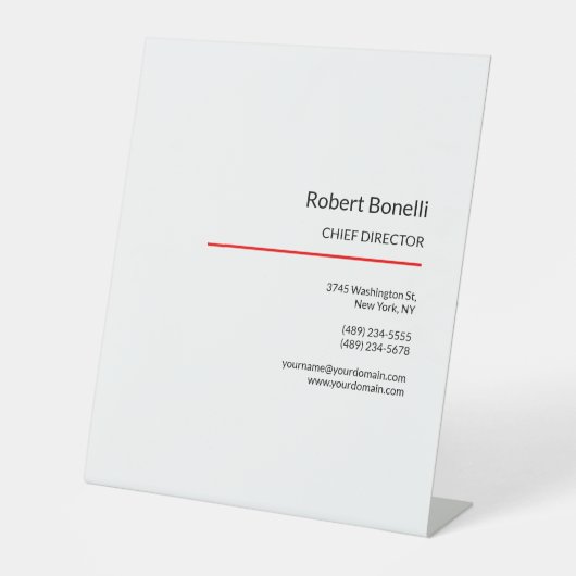 Minimalistisch Schlichtes Rotes Weiß Modernes Stan Sockelschild (Vorderseite)