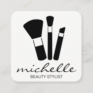 Minimalistisch Schlichtes Weiß Kursivschrift M Quadratische Visitenkarte